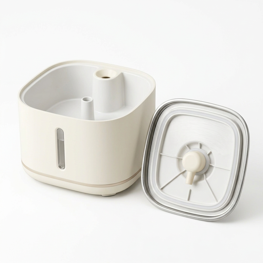 Removable drinking tray beside the fountain body